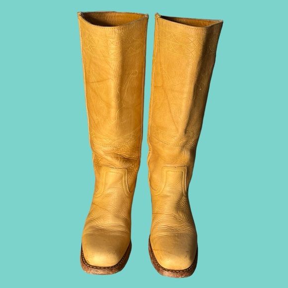 Frye Shoes - Frye Tall Western Heeled Boots in Mustard Yellow